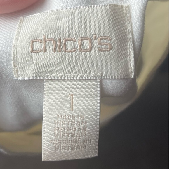 Chico's 3/4 Sleeve Linen Blend Utility Jacket Blazer Alabaster Boho Size 8 - Picture 7 of 13